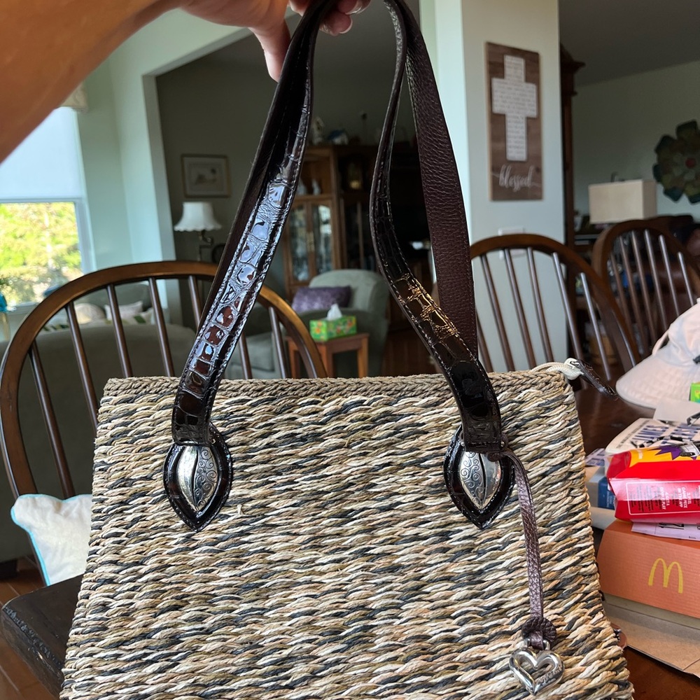 Brighton Black and Tan Woven Tote
